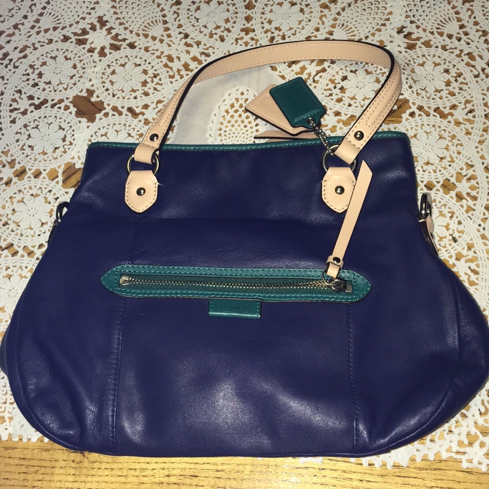 Big Blue and Green Coach Satchel/Purse